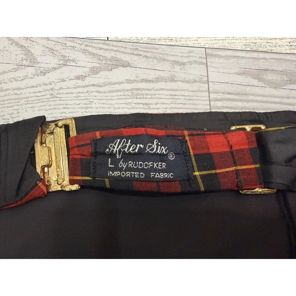 Vintage After‎ Six By Rudofker Red and Black Cummerbund Size L Adjustable to 40